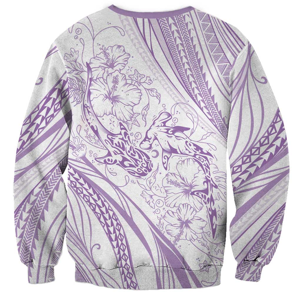 Sharks Couple Dreamy Polynesians Floral Sea Sweatshirt Lilac LT7 - Polynesian Pride