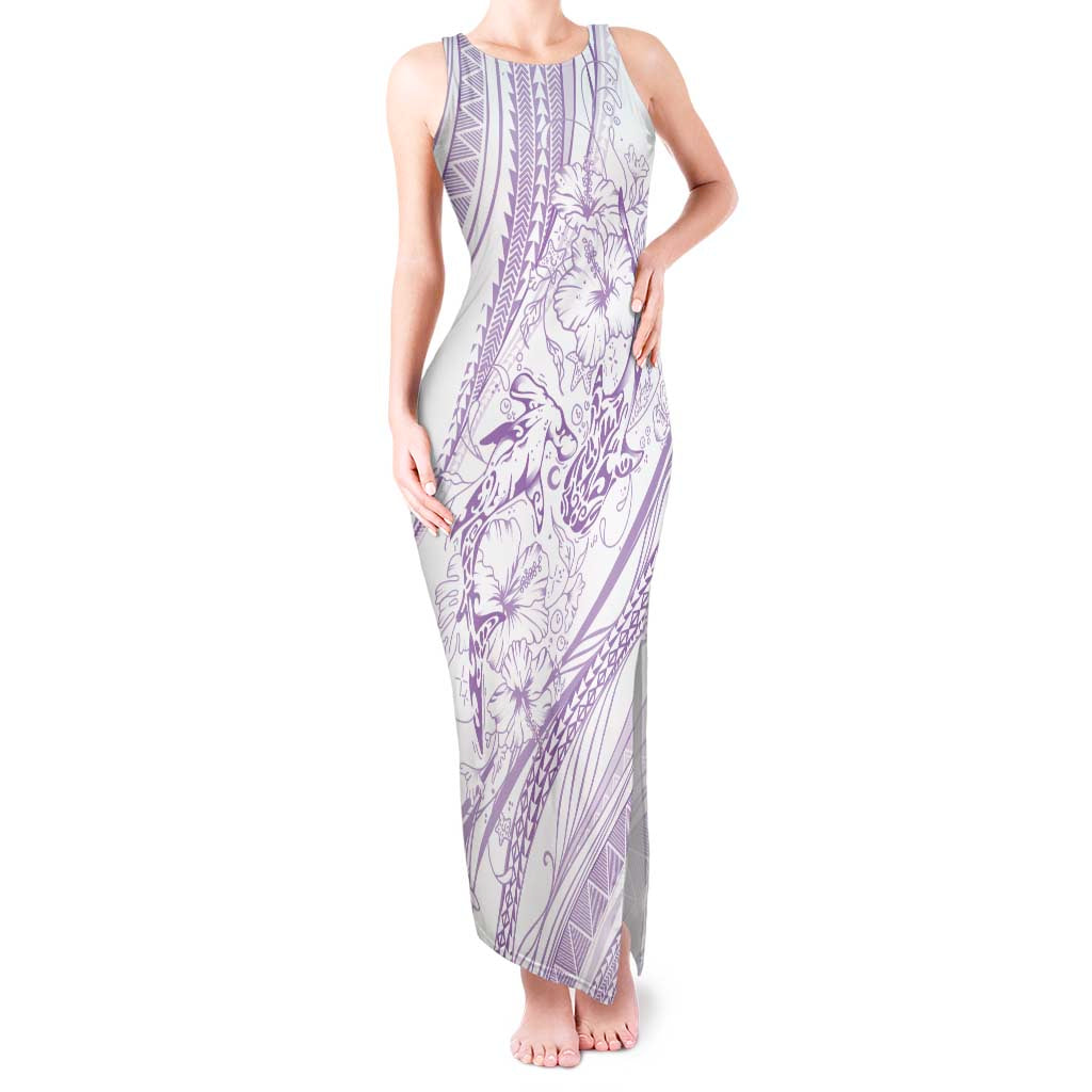 Sharks Couple Dreamy Polynesians Floral Sea Tank Maxi Dress Lilac LT7 Women Lilac - Polynesian Pride