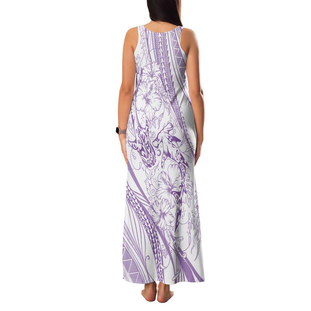 Sharks Couple Dreamy Polynesians Floral Sea Tank Maxi Dress Lilac LT7 - Polynesian Pride