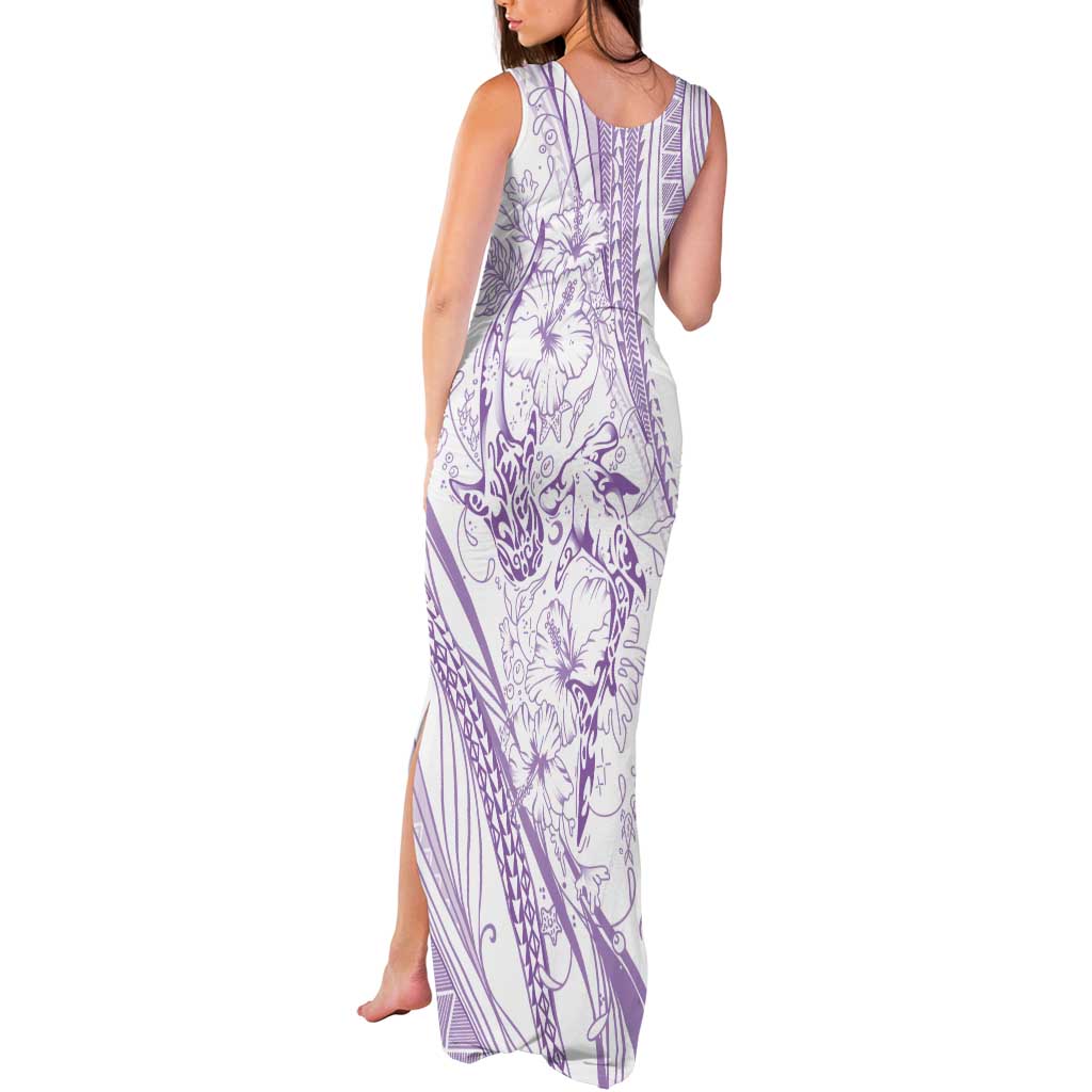 Sharks Couple Dreamy Polynesians Floral Sea Tank Maxi Dress Lilac LT7 - Polynesian Pride