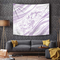 Sharks Couple Dreamy Polynesians Floral Sea Tapestry Lilac - Polynesian Pride