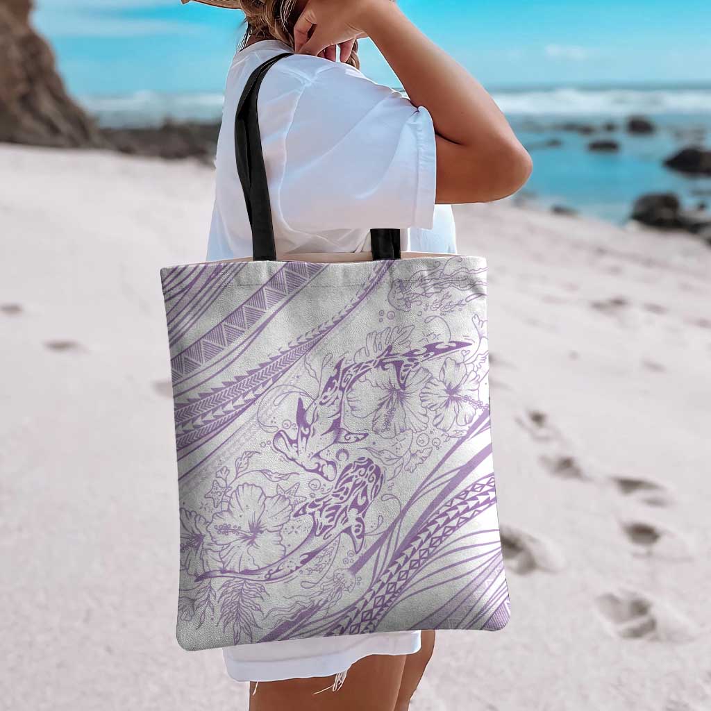 Sharks Couple Dreamy Polynesians Floral Sea Tote Bag Lilac - Polynesian Pride
