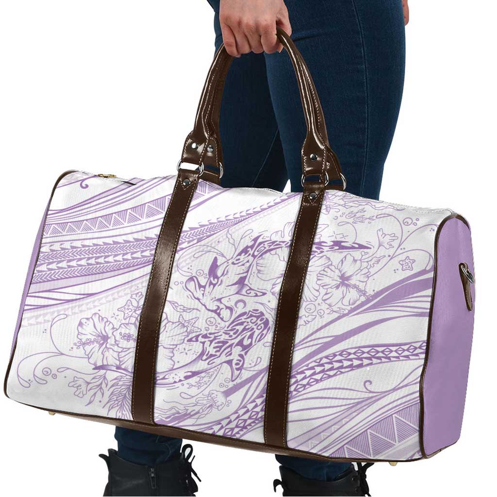Sharks Couple Dreamy Polynesians Floral Sea Travel Bag Lilac - Polynesian Pride