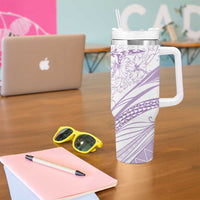 Sharks Couple Dreamy Polynesians Floral Sea Tumbler With Handle Lilac - Polynesian Pride