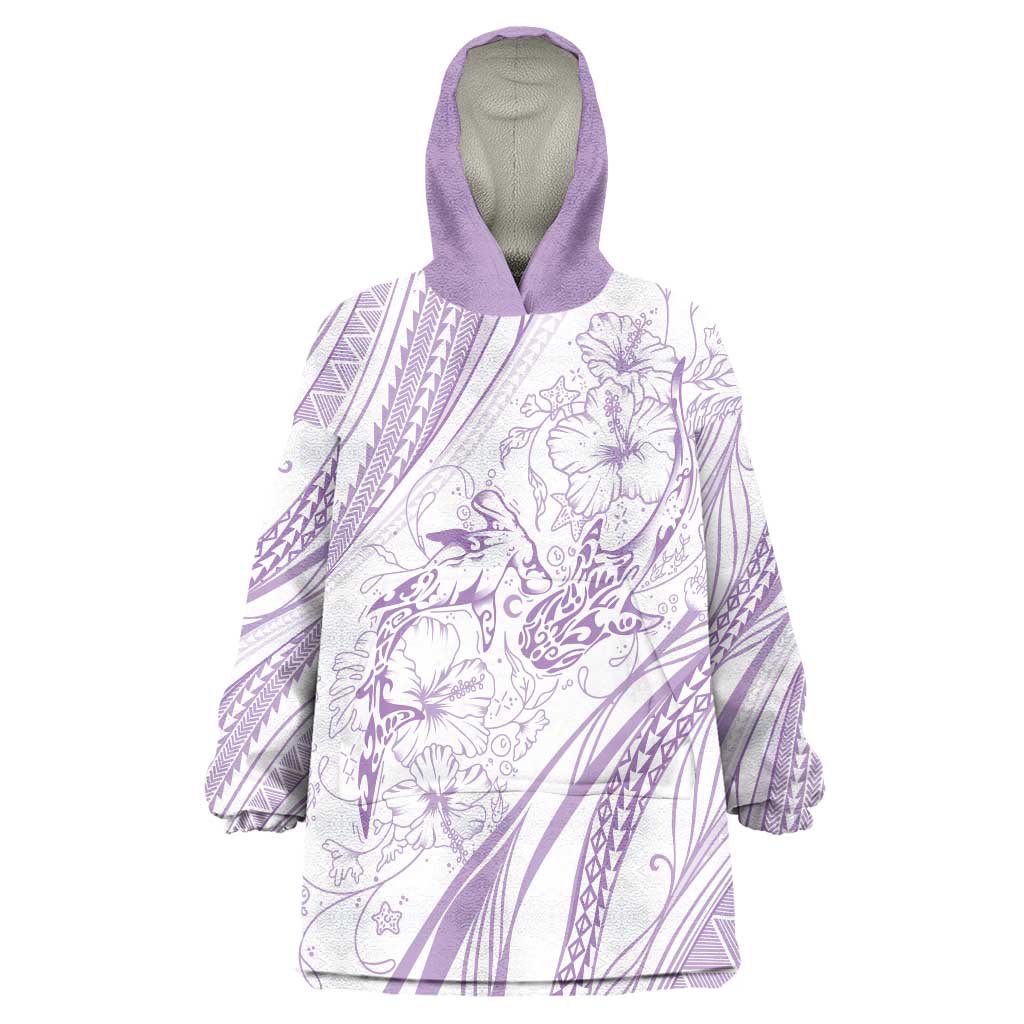 Sharks Couple Dreamy Polynesians Floral Sea Wearable Blanket Hoodie Lilac LT7 One Size Lilac - Polynesian Pride
