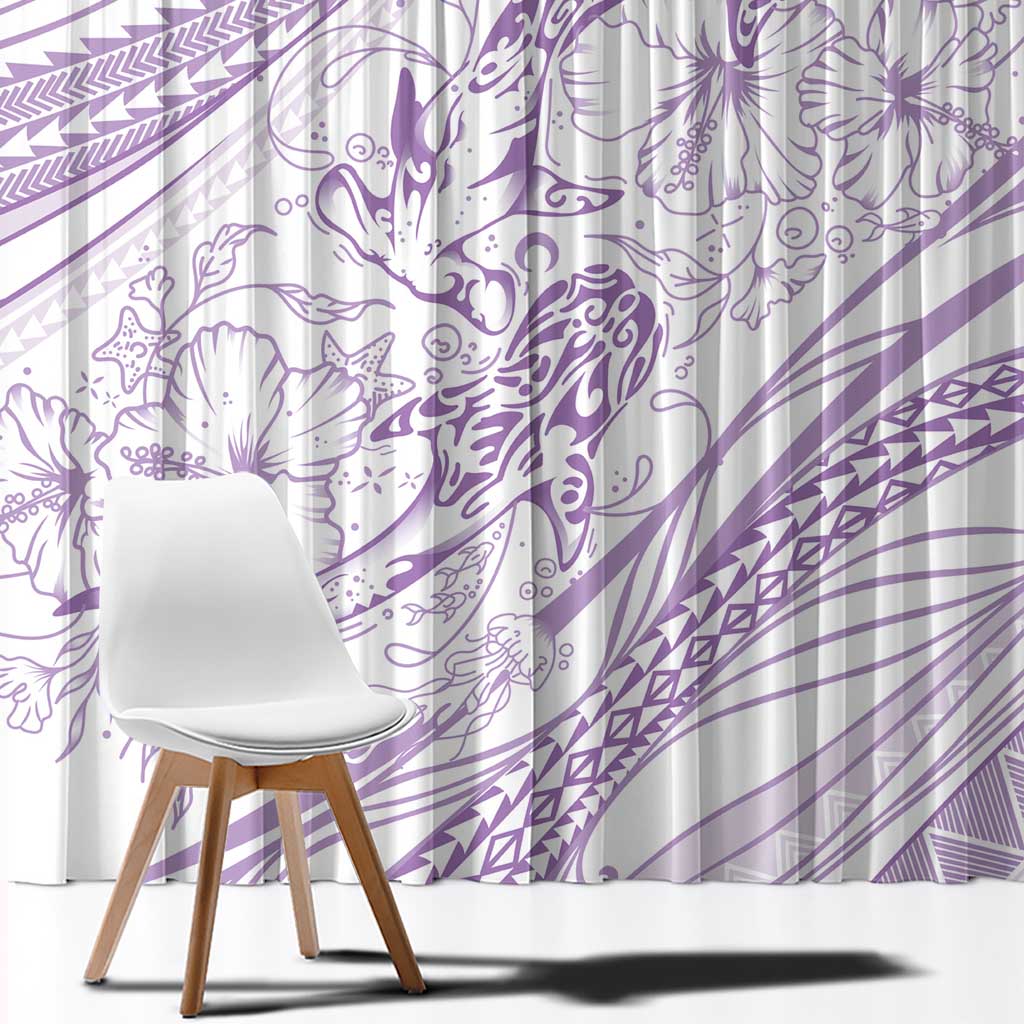 Sharks Couple Dreamy Polynesians Floral Sea Window Curtain Lilac - Polynesian Pride