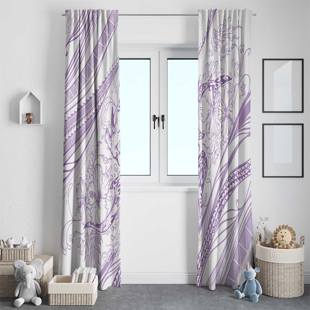 Sharks Couple Dreamy Polynesians Floral Sea Window Curtain Lilac - Polynesian Pride
