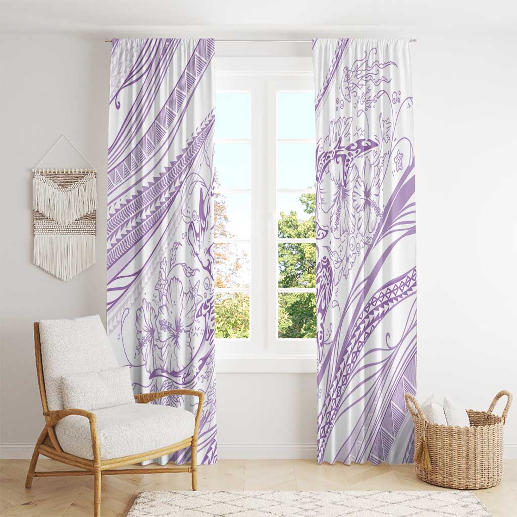 Sharks Couple Dreamy Polynesians Floral Sea Window Curtain Lilac - Polynesian Pride