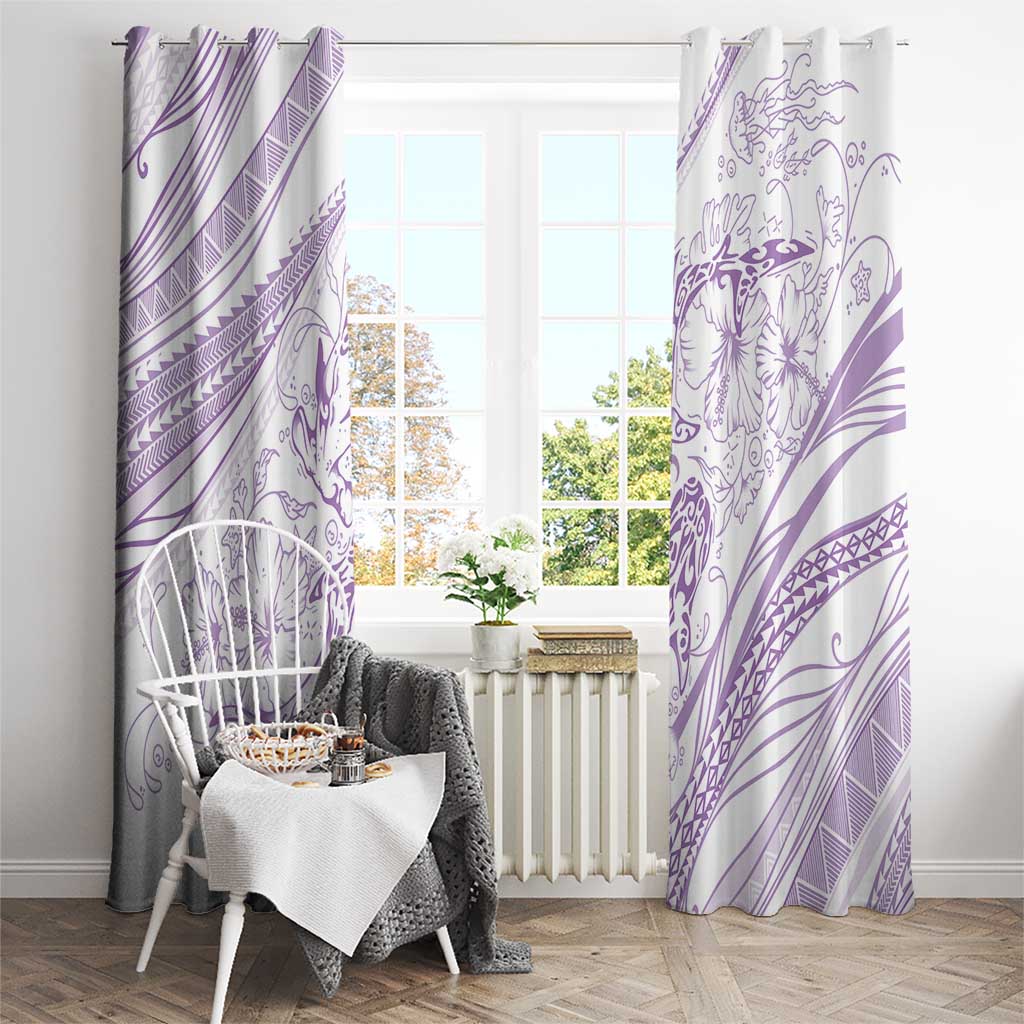 Sharks Couple Dreamy Polynesians Floral Sea Window Curtain Lilac - Polynesian Pride