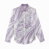 Sharks Couple Dreamy Polynesians Floral Sea Women Casual Shirt Lilac - Polynesian Pride