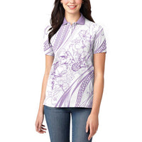 Sharks Couple Dreamy Polynesians Floral Sea Women Polo Shirt Lilac - Polynesian Pride