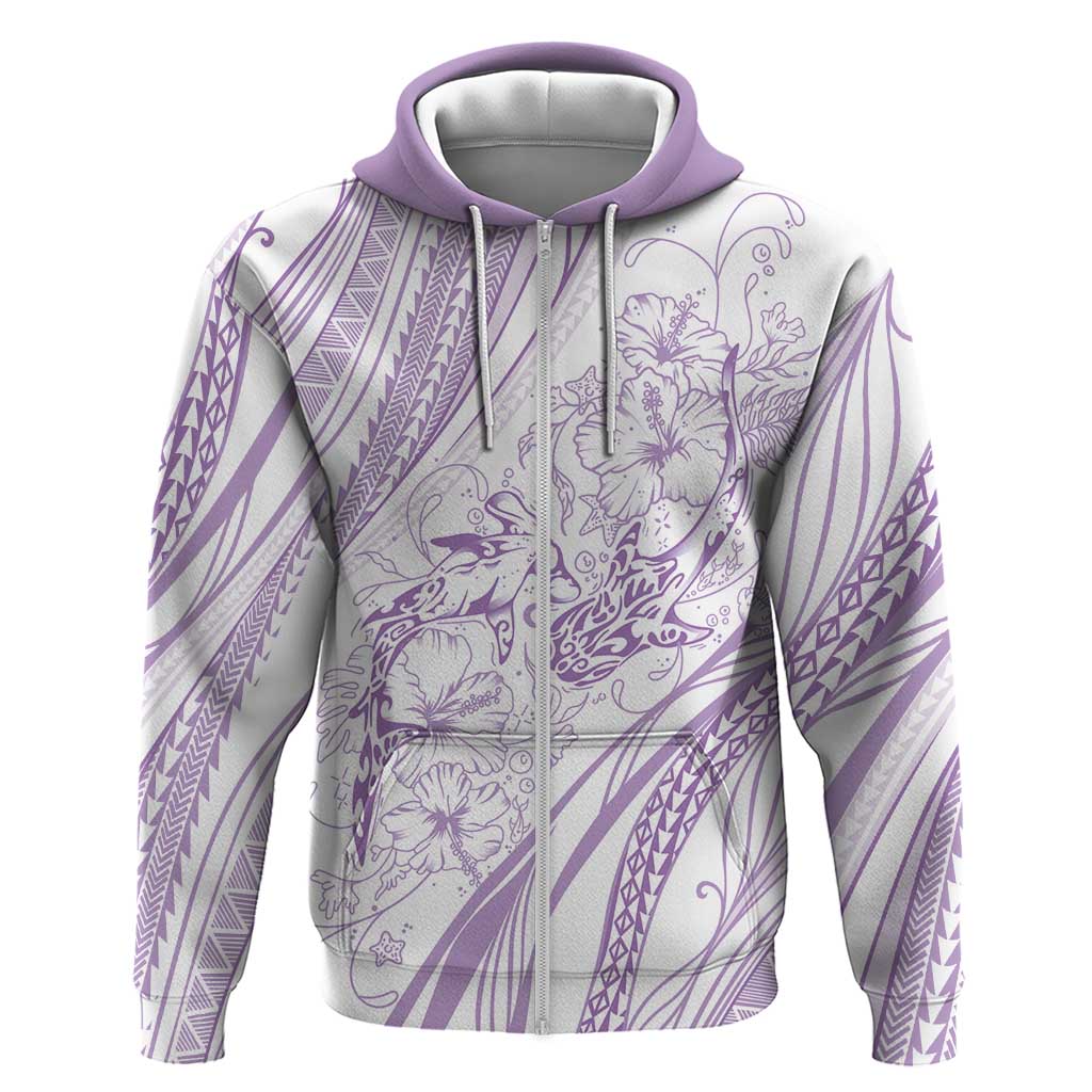 Sharks Couple Dreamy Polynesians Floral Sea Zip Hoodie Lilac LT7 Zip Hoodie Lilac - Polynesian Pride
