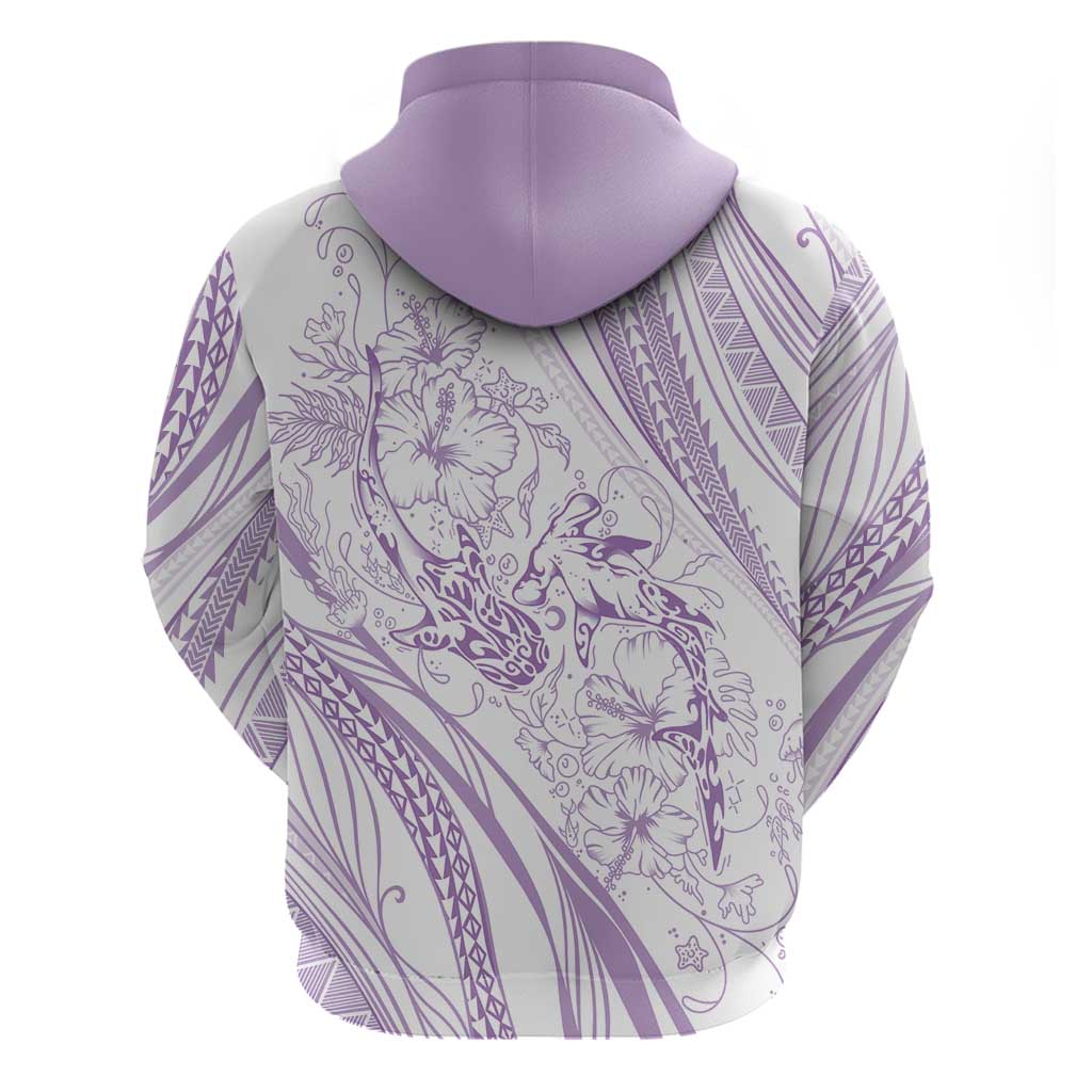Sharks Couple Dreamy Polynesians Floral Sea Zip Hoodie Lilac LT7 - Polynesian Pride