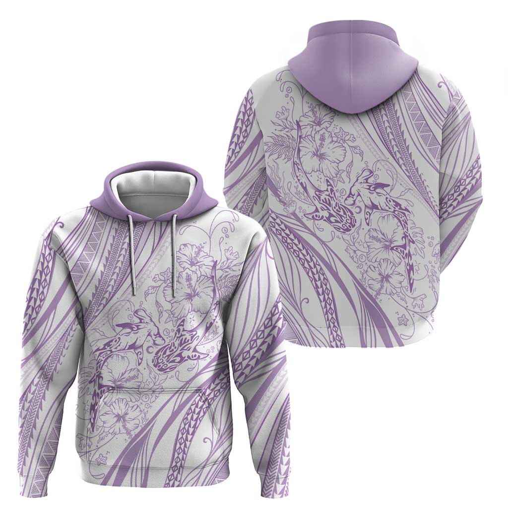 Sharks Couple Dreamy Polynesians Floral Sea Zip Hoodie Lilac LT7 - Polynesian Pride