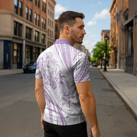 Sharks Couple Dreamy Polynesians Floral Sea Zipper Polo Shirt Lilac - Polynesian Pride