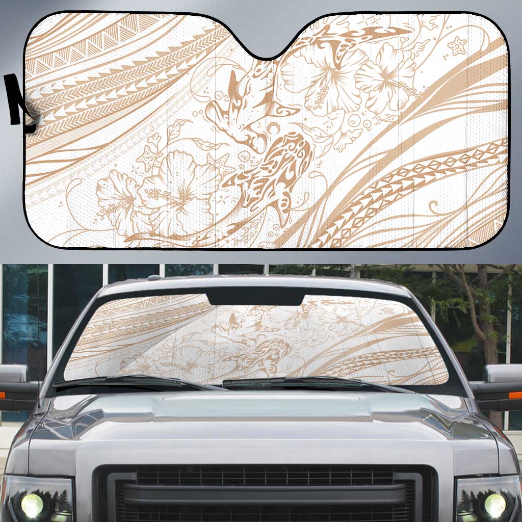 Sharks Couple Dreamy Polynesians Floral Sea Auto Sun Shade Hazel - Polynesian Pride