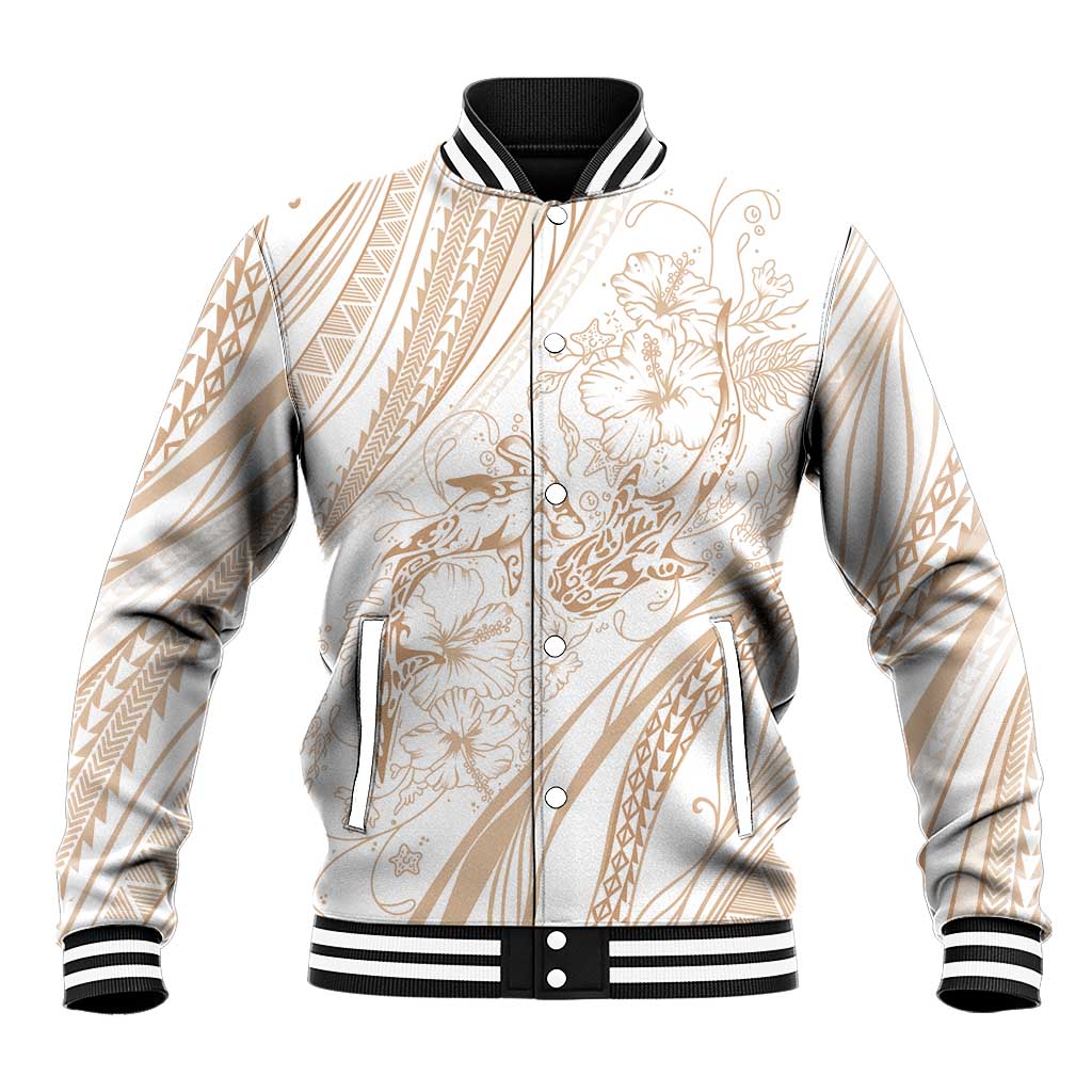 Sharks Couple Dreamy Polynesians Floral Sea Baseball Jacket Hazel LT7 Unisex Hazel - Polynesian Pride