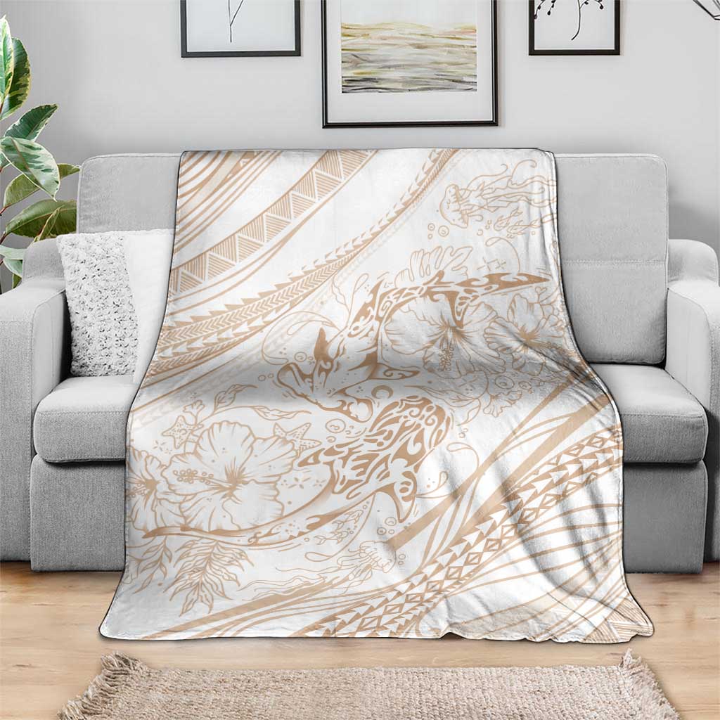 Sharks Couple Dreamy Polynesians Floral Sea Blanket Hazel - Polynesian Pride