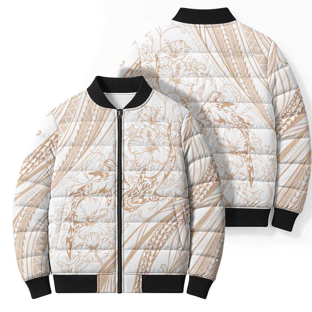 Sharks Couple Dreamy Polynesians Floral Sea Bomber Puffer Jacket Hazel LT7 - Polynesian Pride