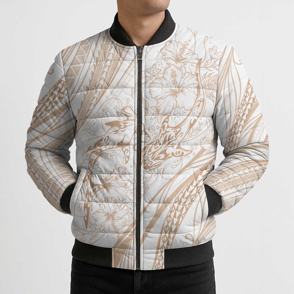 Sharks Couple Dreamy Polynesians Floral Sea Bomber Puffer Jacket Hazel LT7 - Polynesian Pride