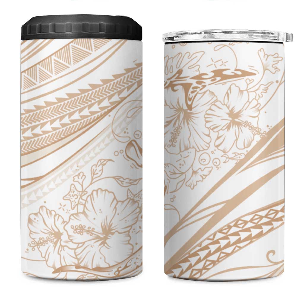 Sharks Couple Dreamy Polynesians Floral Sea 4 in 1 Can Cooler Tumbler Hazel - Polynesian Pride