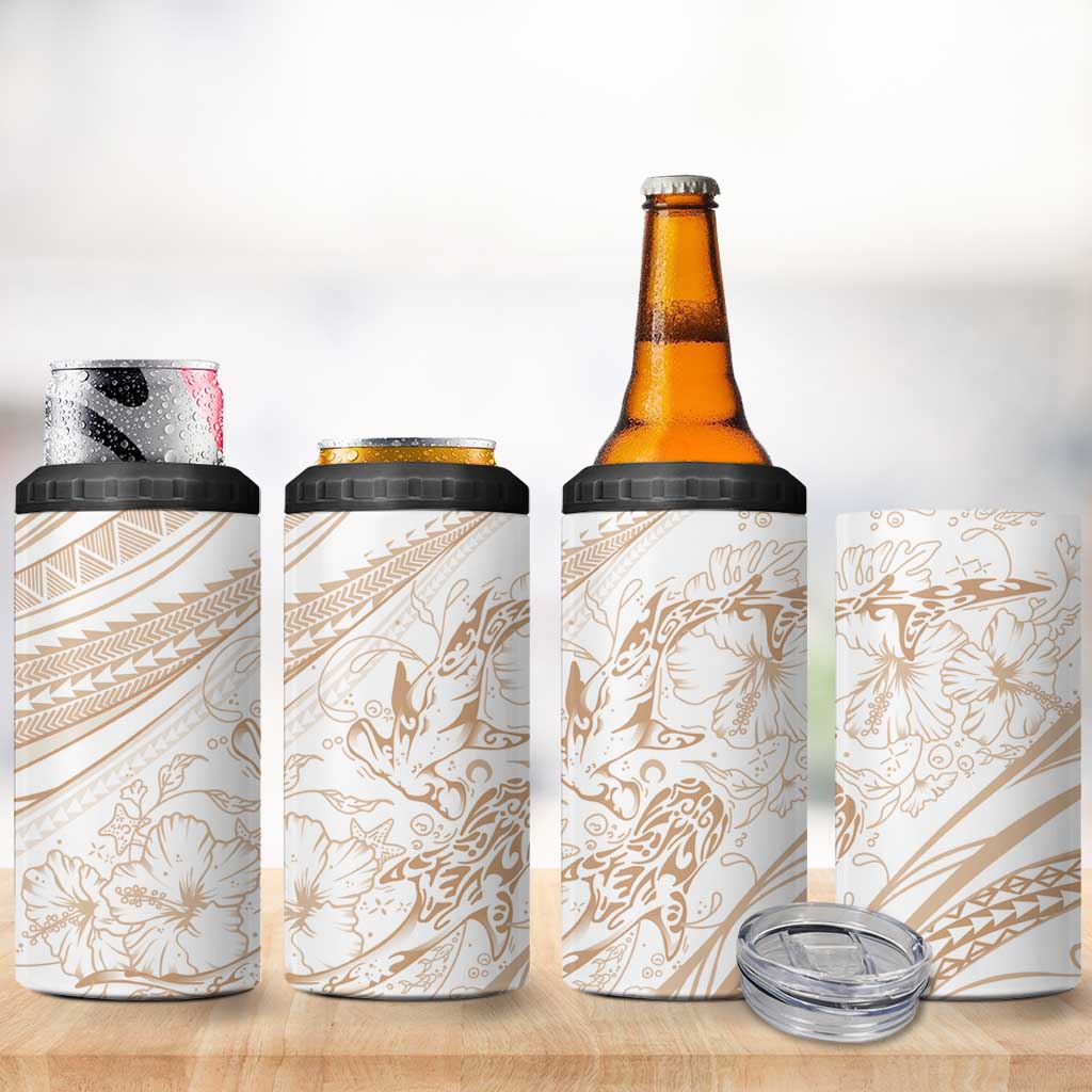 Sharks Couple Dreamy Polynesians Floral Sea 4 in 1 Can Cooler Tumbler Hazel - Polynesian Pride