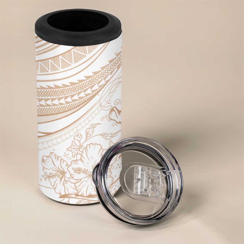 Sharks Couple Dreamy Polynesians Floral Sea 4 in 1 Can Cooler Tumbler Hazel - Polynesian Pride