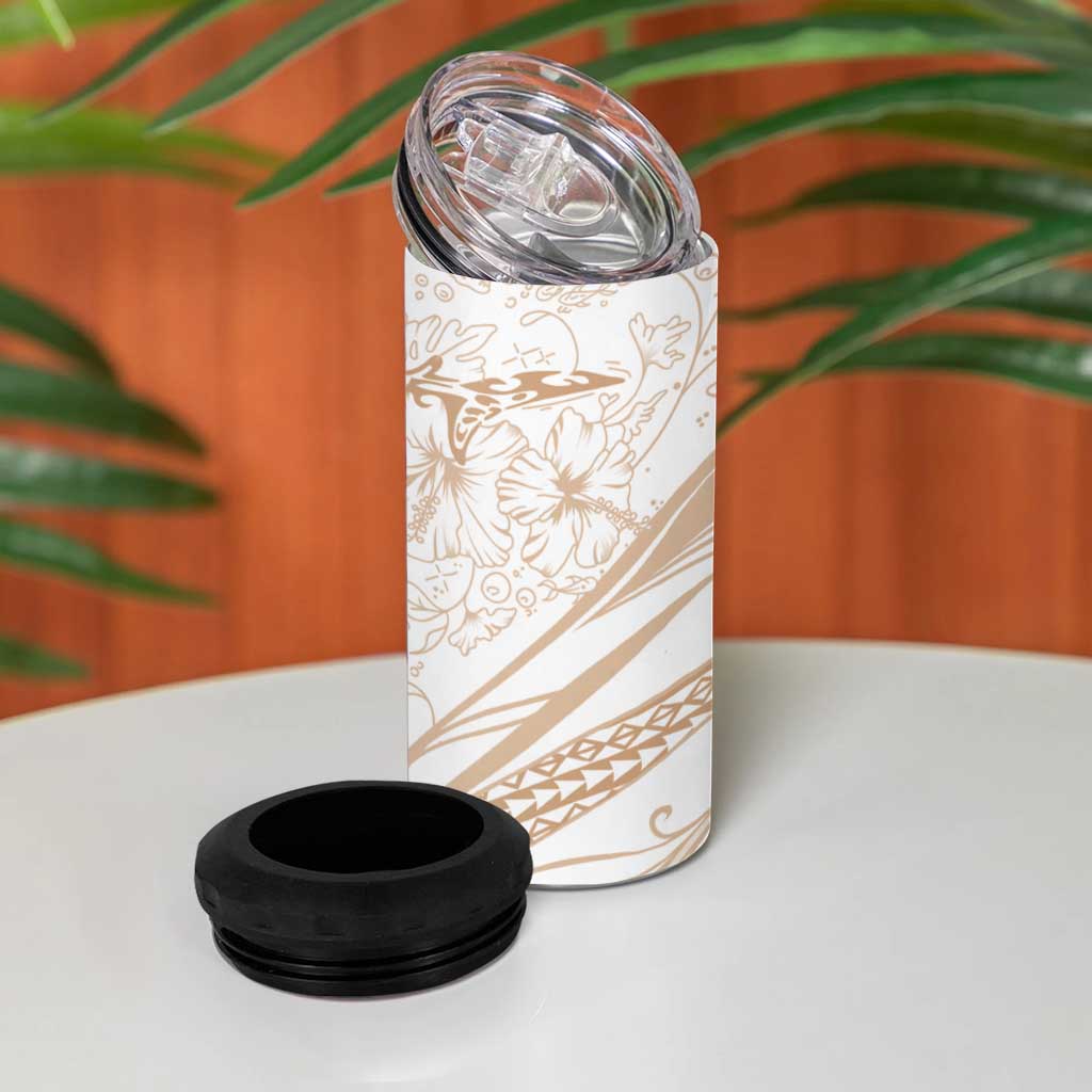 Sharks Couple Dreamy Polynesians Floral Sea 4 in 1 Can Cooler Tumbler Hazel - Polynesian Pride
