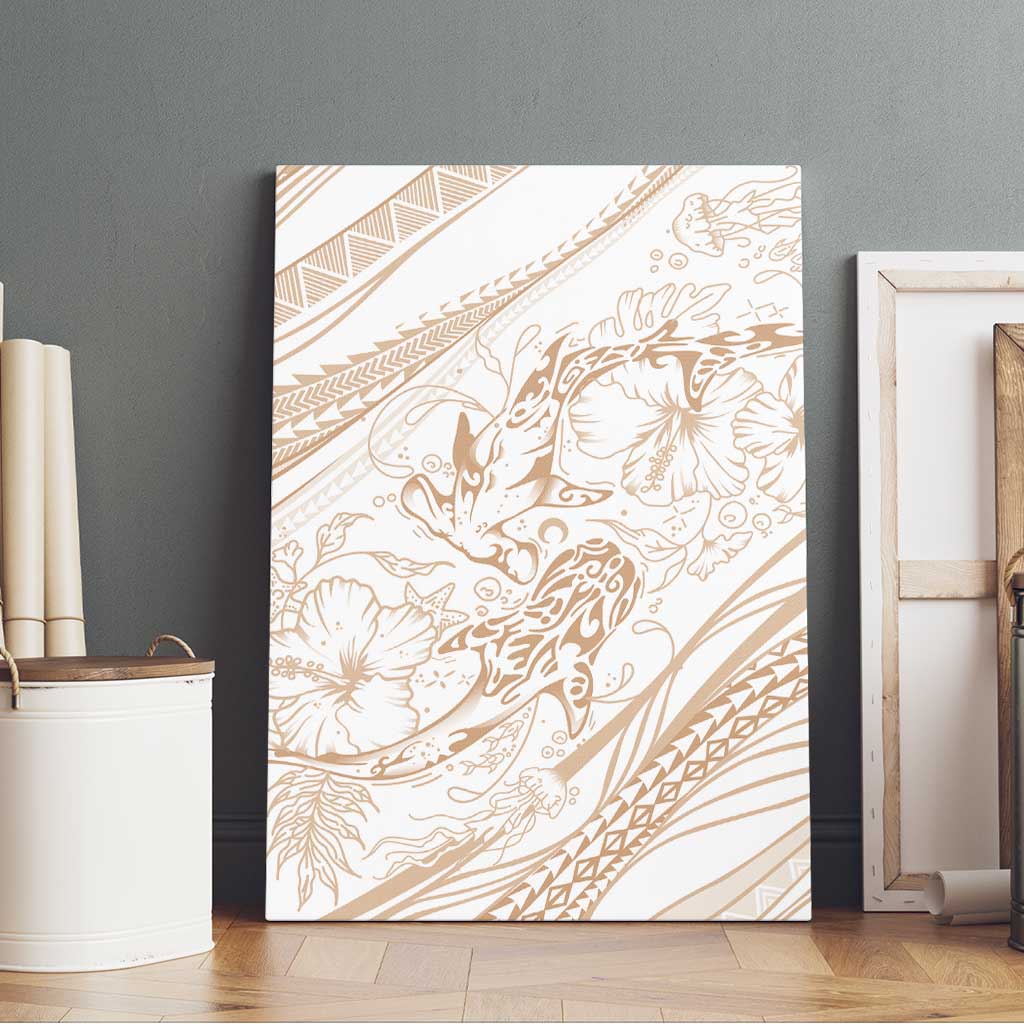 Sharks Couple Dreamy Polynesians Floral Sea Canvas Wall Art Hazel LT7 - Polynesian Pride