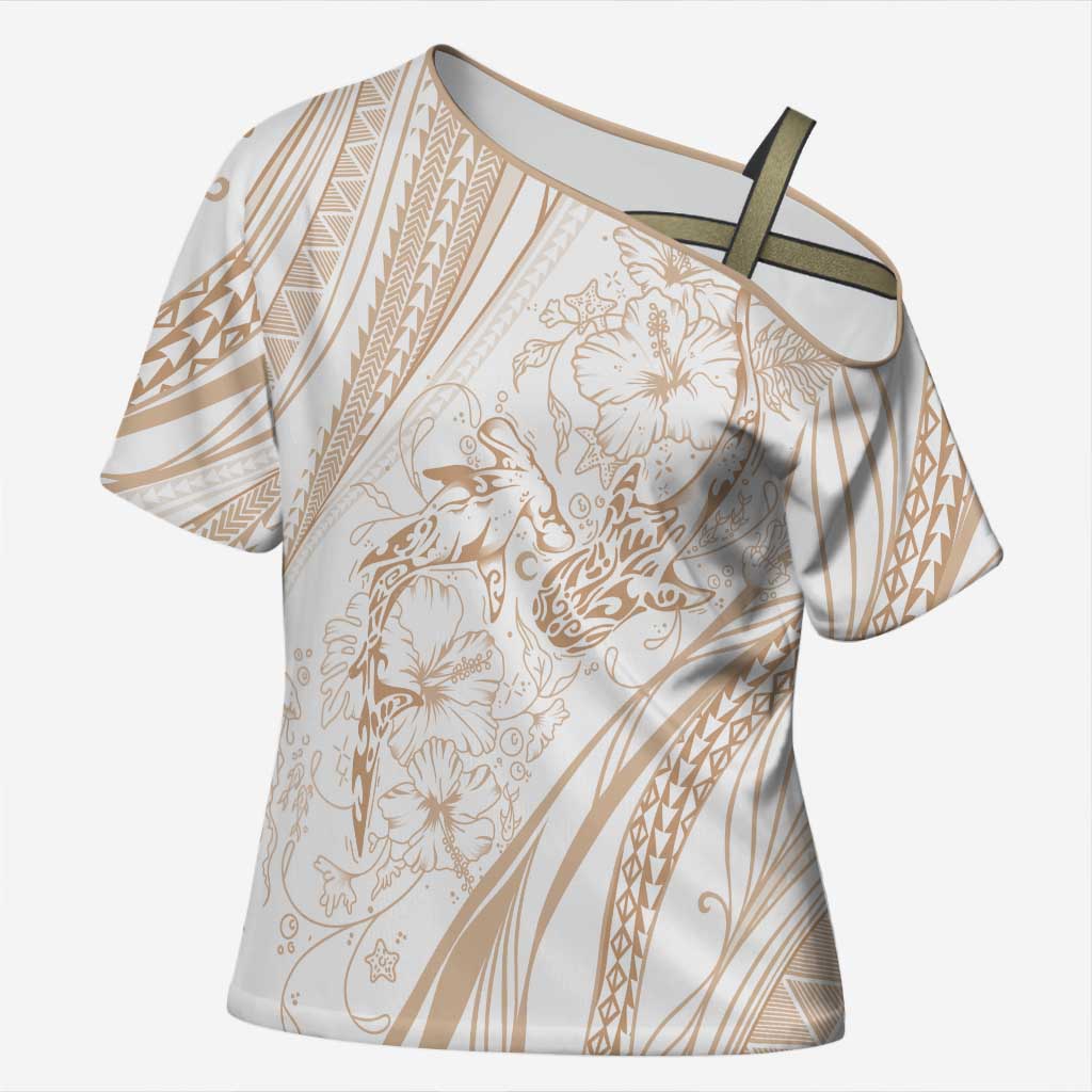Sharks Couple Dreamy Polynesians Floral Sea Cross Shoulder Shirt Hazel LT7 Female Hazel - Polynesian Pride