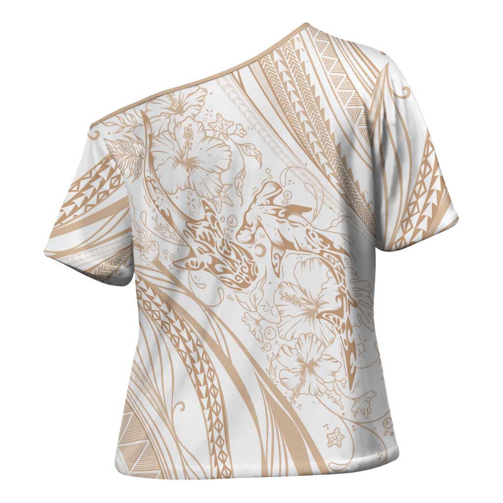Sharks Couple Dreamy Polynesians Floral Sea Cross Shoulder Shirt Hazel LT7 - Polynesian Pride