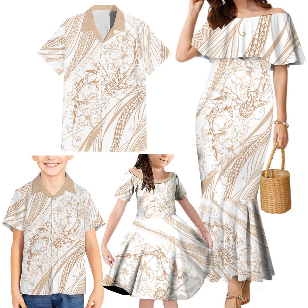 Sharks Couple Dreamy Polynesians Floral Sea Family Matching Mermaid Dress and Hawaiian Shirt Hazel - Polynesian Pride