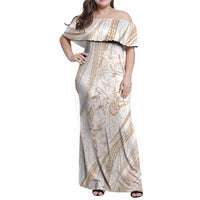 Sharks Couple Dreamy Polynesians Floral Sea Family Matching Off Shoulder Maxi Dress and Hawaiian Shirt Hazel - Polynesian Pride