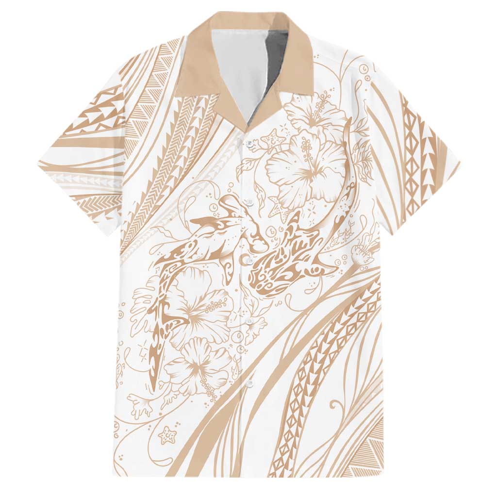 Sharks Couple Dreamy Polynesians Floral Sea Family Matching Puletasi and Hawaiian Shirt Hazel - Polynesian Pride