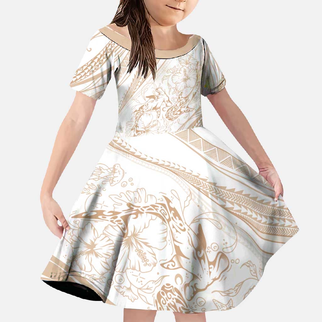 Sharks Couple Dreamy Polynesians Floral Sea Family Matching Short Sleeve Bodycon Dress and Hawaiian Shirt Hazel - Polynesian Pride