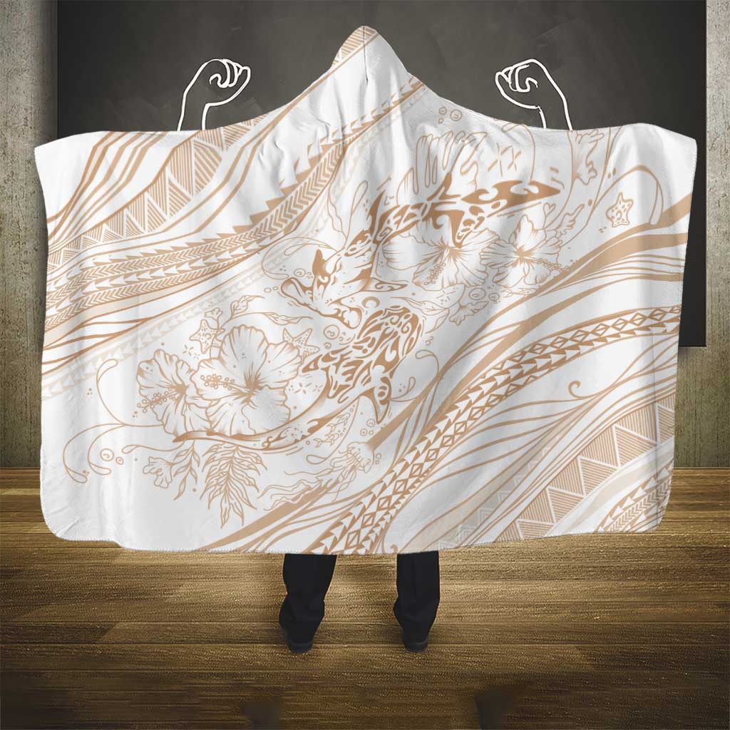 Sharks Couple Dreamy Polynesians Floral Sea Hooded Blanket Hazel LT7 - Polynesian Pride