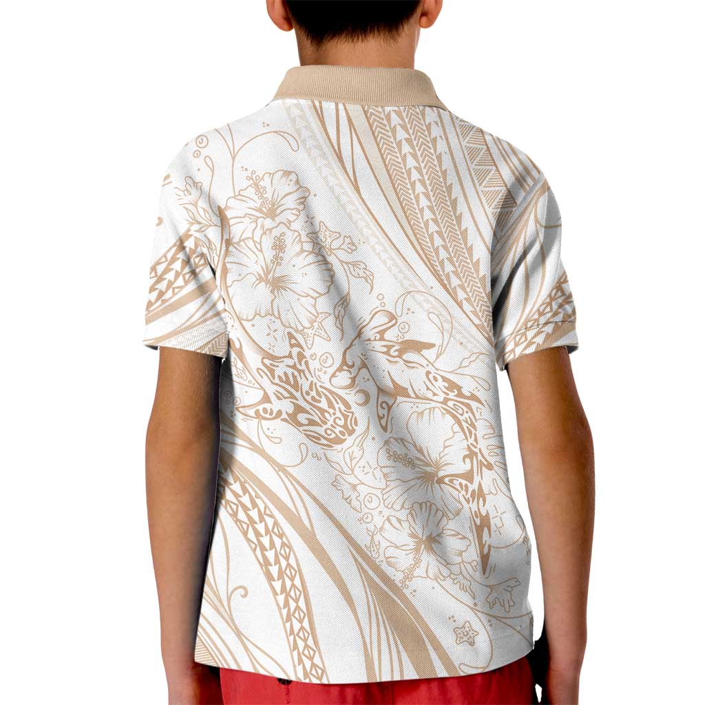 Sharks Couple Dreamy Polynesians Floral Sea Kid Polo Shirt Hazel - Polynesian Pride