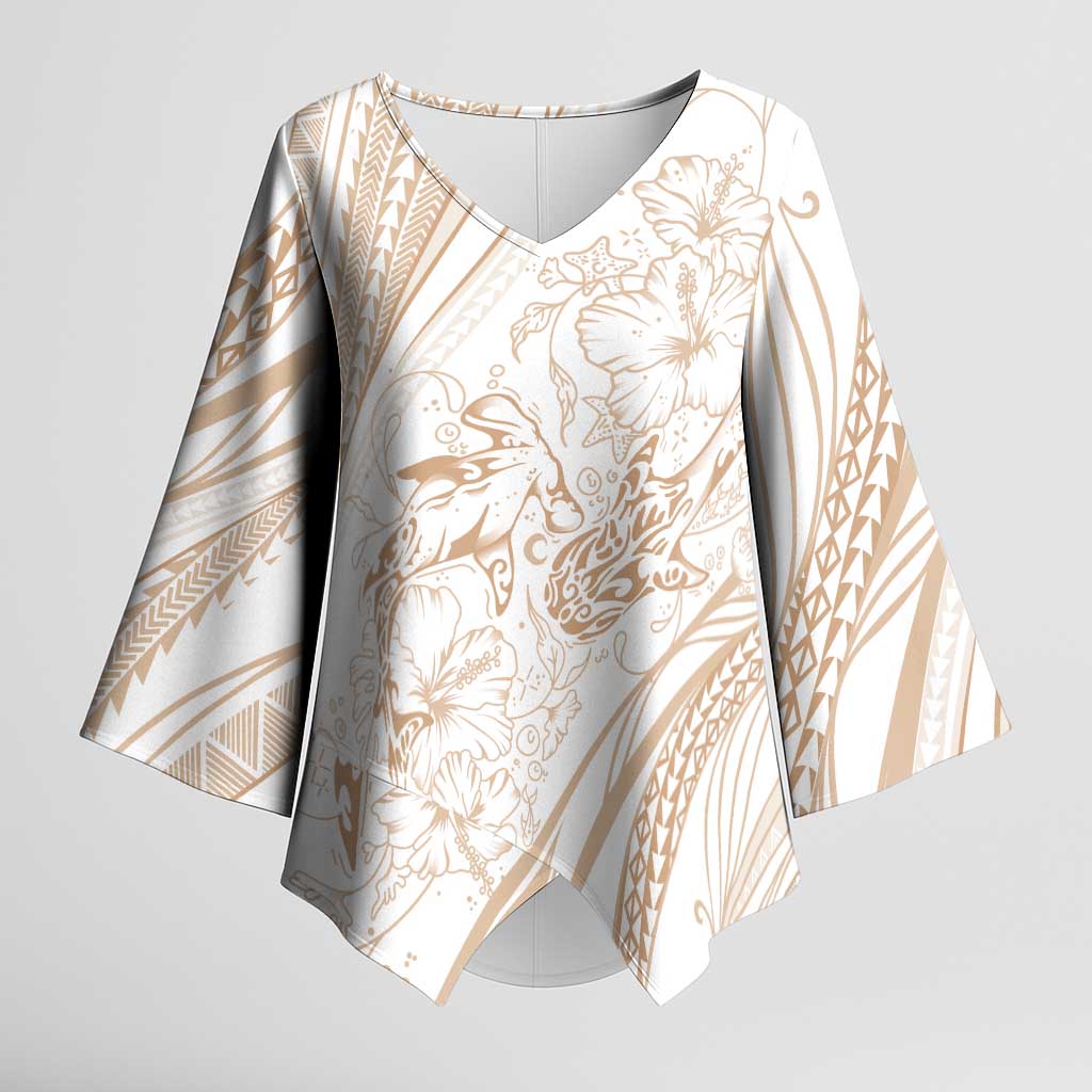 Sharks Couple Dreamy Polynesians Floral Sea Kimono Sleeve Blouse Hazel LT7 Female Hazel - Polynesian Pride