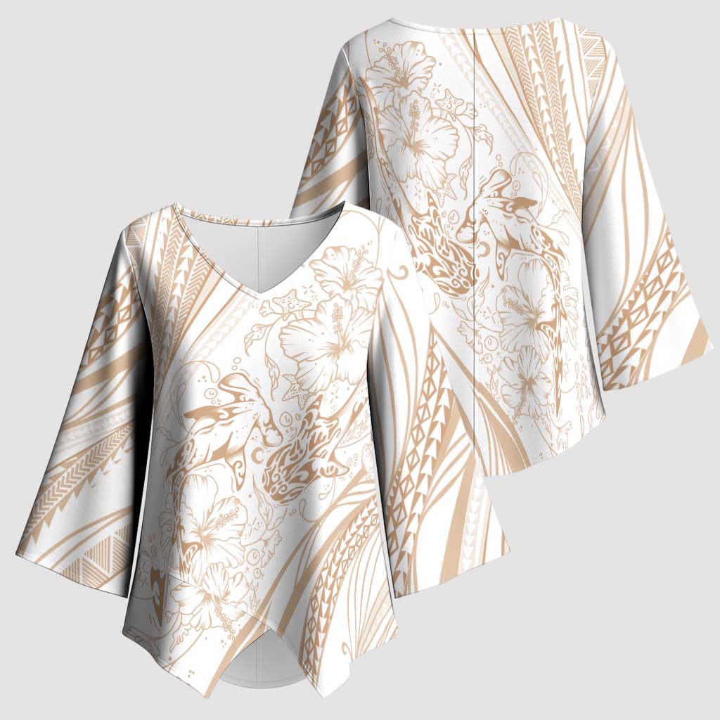 Sharks Couple Dreamy Polynesians Floral Sea Kimono Sleeve Blouse Hazel LT7 - Polynesian Pride