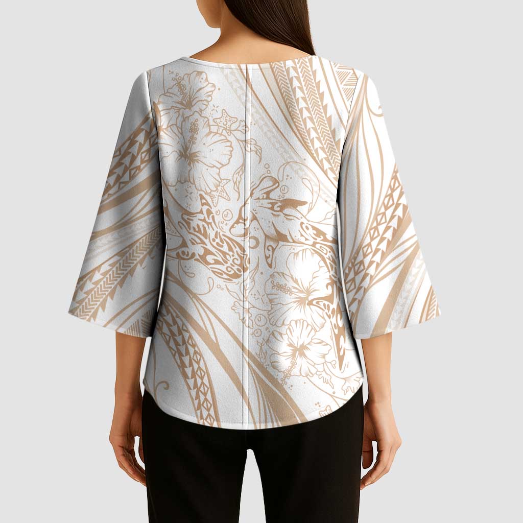 Sharks Couple Dreamy Polynesians Floral Sea Kimono Sleeve Blouse Hazel LT7 - Polynesian Pride