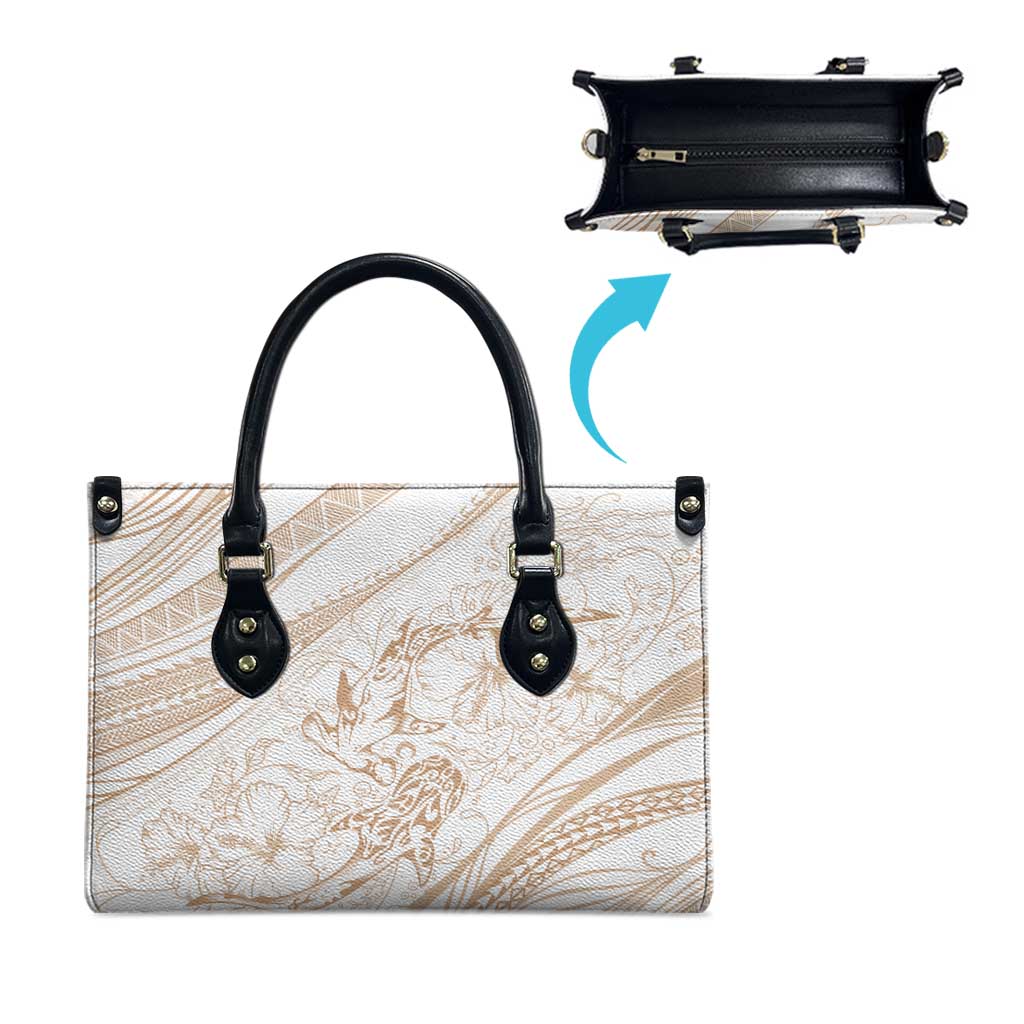 Sharks Couple Dreamy Polynesians Floral Sea Leather Bag Hazel - Polynesian Pride