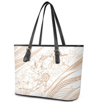 Sharks Couple Dreamy Polynesians Floral Sea Leather Tote Bag Hazel - Polynesian Pride