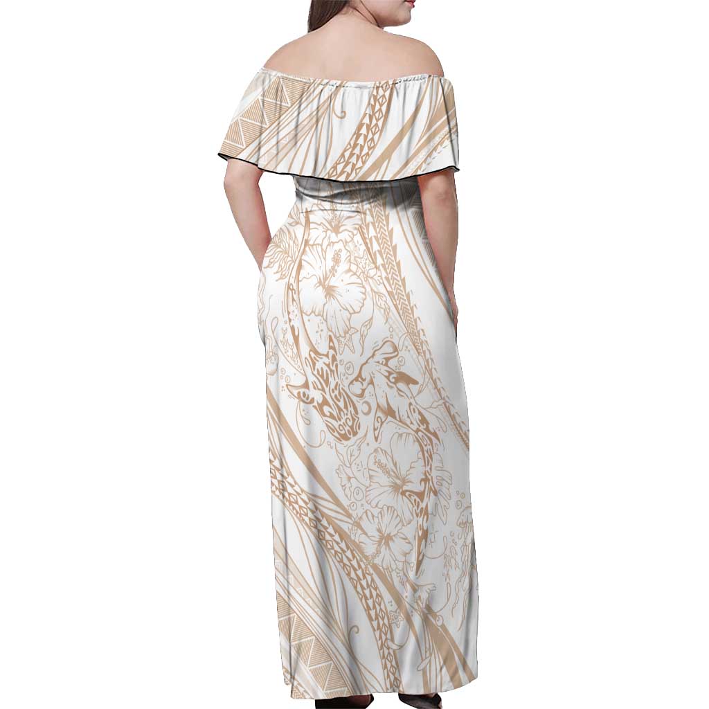 Sharks Couple Dreamy Polynesians Floral Sea Off Shoulder Maxi Dress Hazel LT7 - Polynesian Pride