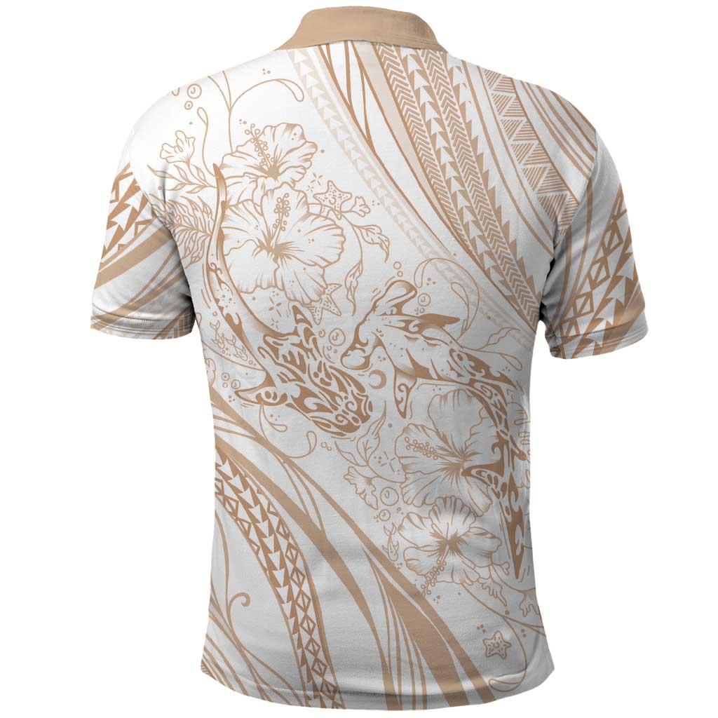 Sharks Couple Dreamy Polynesians Floral Sea Polo Shirt Hazel - Polynesian Pride