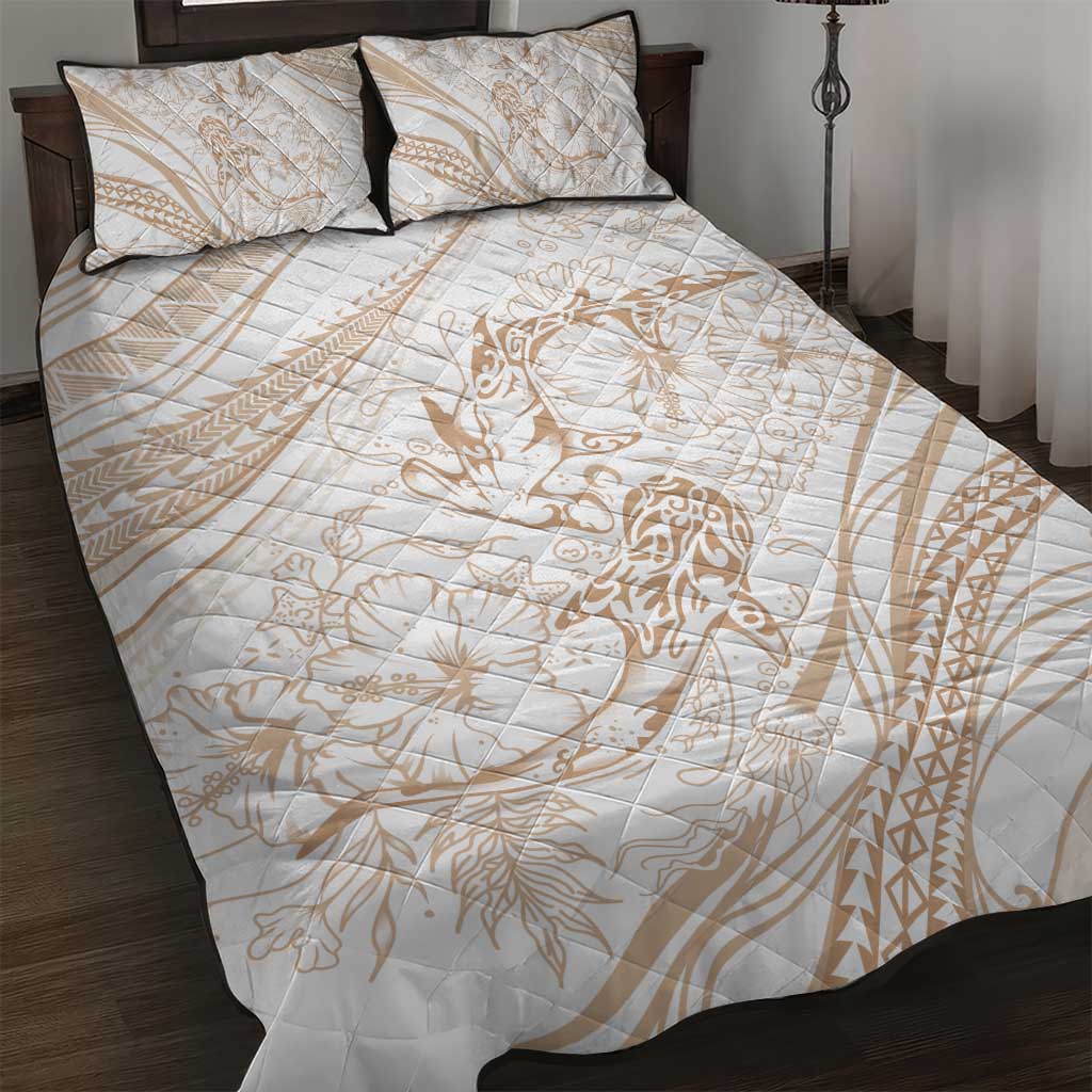 Sharks Couple Dreamy Polynesians Floral Sea Quilt Bed Set Hazel - Polynesian Pride