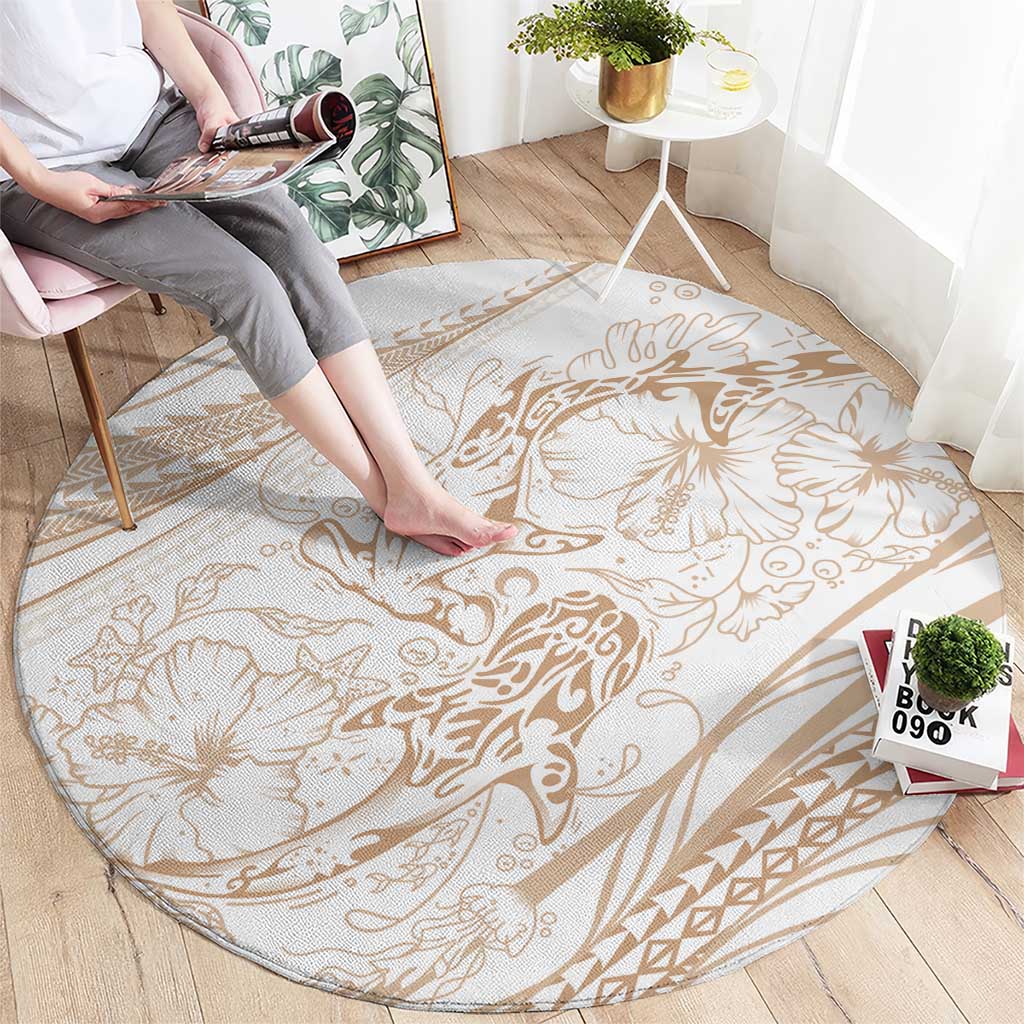 Sharks Couple Dreamy Polynesians Floral Sea Round Carpet Hazel - Polynesian Pride