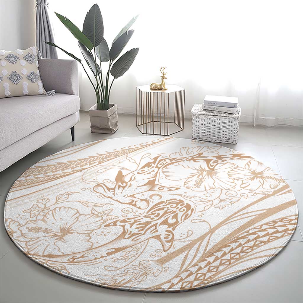 Sharks Couple Dreamy Polynesians Floral Sea Round Carpet Hazel - Polynesian Pride