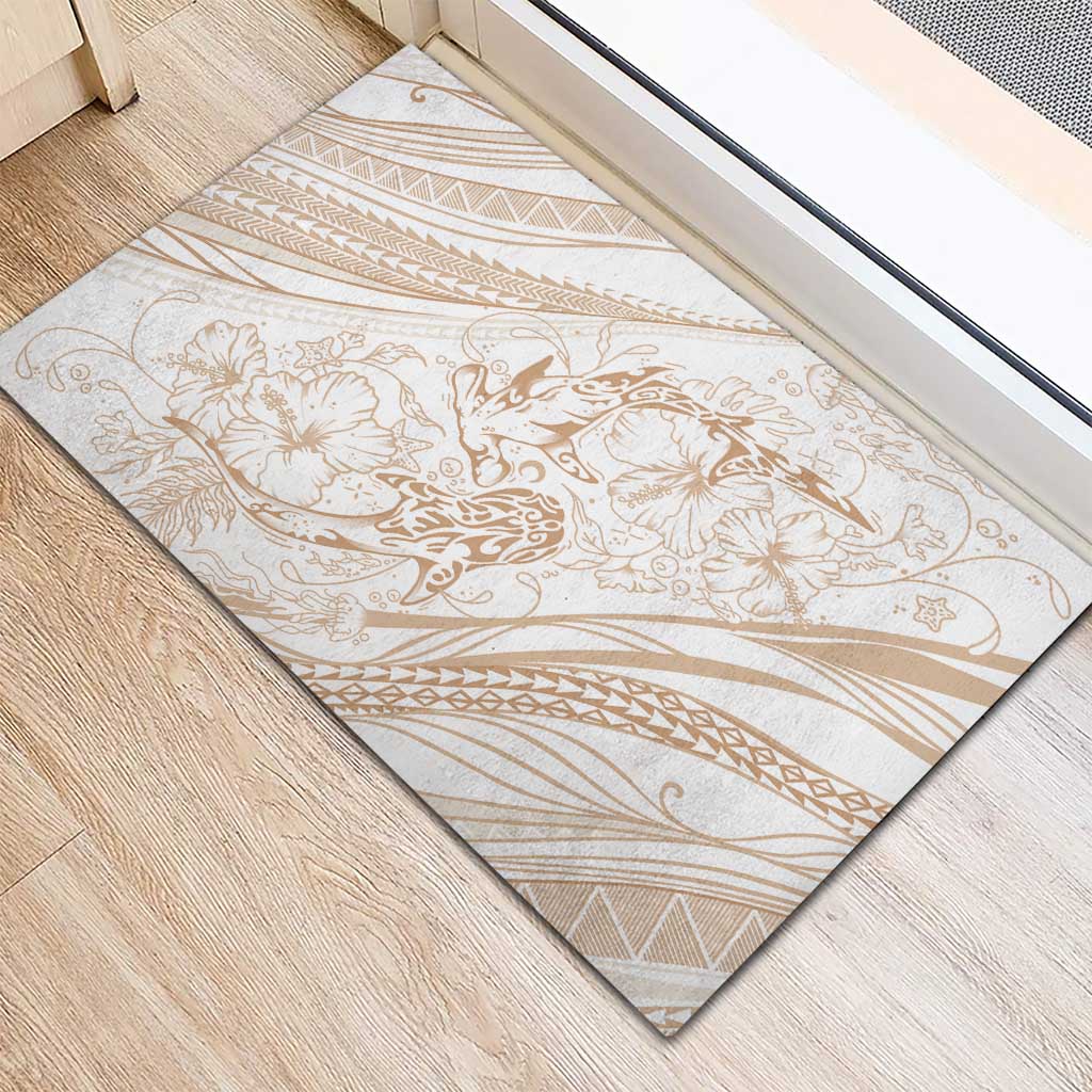 Sharks Couple Dreamy Polynesians Floral Sea Rubber Doormat Hazel LT7 - Polynesian Pride