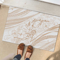 Sharks Couple Dreamy Polynesians Floral Sea Rubber Doormat Hazel LT7 - Polynesian Pride