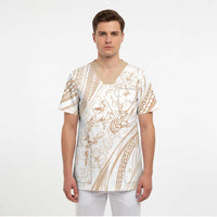 Sharks Couple Dreamy Polynesians Floral Sea Scrub Top Hazel LT7 - Polynesian Pride